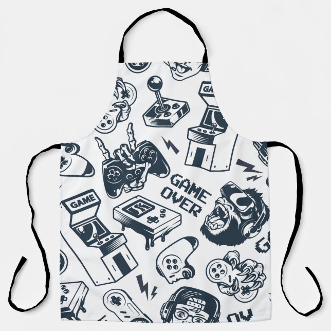 Delantal Patrón vintage de juegos retro. (Anverso)