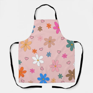 Delantal Patrón Y2K de corazón de flor color rosa preppy