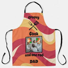 Delantal Patrón y foto retro de "Groovy Cook One Rad Dad"