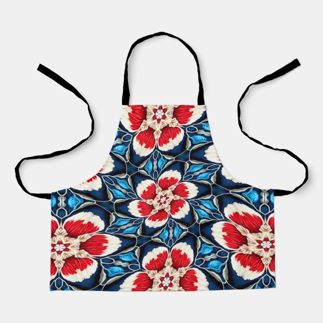 Delantal Patrones de flores de bordado (Anverso)