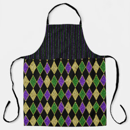 DELANTAL PATRONES DE MARDI GRAS VERDE MORADO DORADO