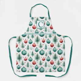 Delantal Patrones de Navidades verdes y rojos -