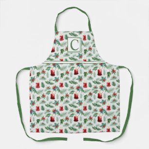 Delantal Patrones de Navidades verdes y rojos -