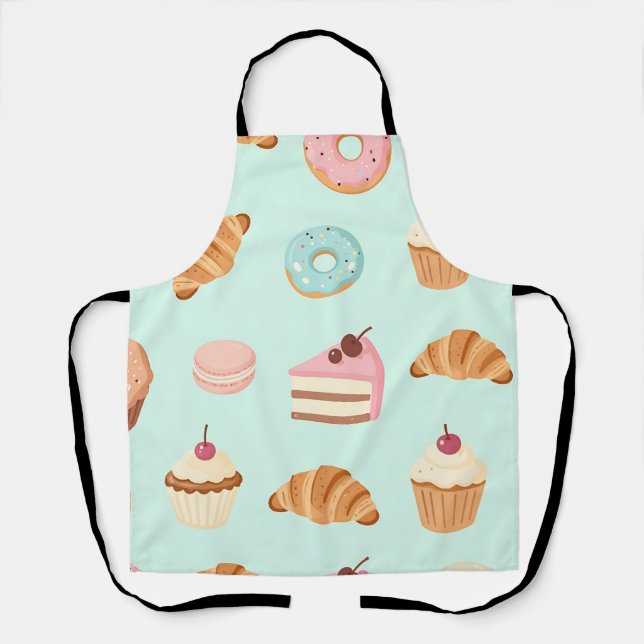 Delantal Patrones de Pastelería Francesa Dulces y Monos (Anverso)