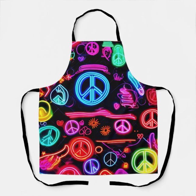 Delantal Patrones de símbolos de Neon Peace (Anverso)