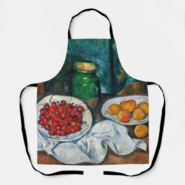 Delantal Paul Cezanne - Todavía la vida con cerezas y guiso (Anverso)