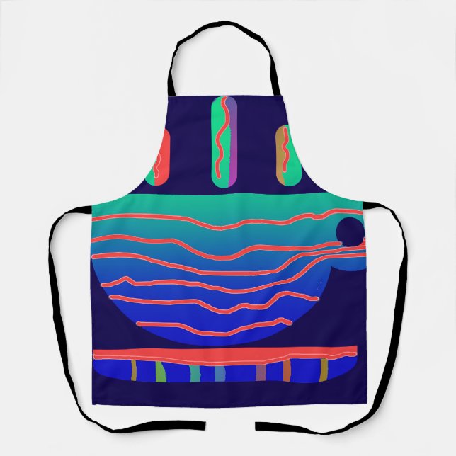 Delantal Pausa de café de gradiente azul (Anverso)