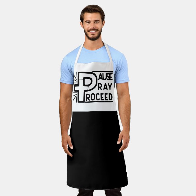 DELANTAL PAUSE PRAY PROCEDE CRISTIAN (Gastado)