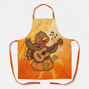 Delantal Pavo de Acción de Gracias lindo con guitarra