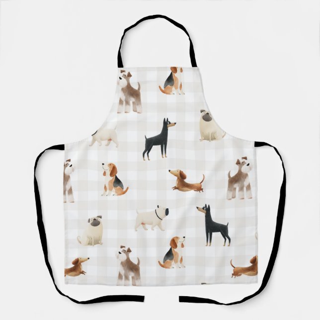 Delantal Paws Gingham perros adorables  (Anverso)