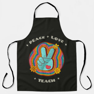 Delantal Paz Amor Enseñanza Vintage Retro 70s Hippie