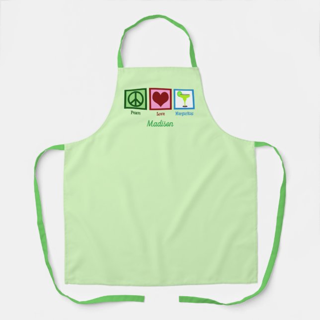Delantal Paz Amor Margaritas Cuta Personalizado Barrio Verd (Anverso)