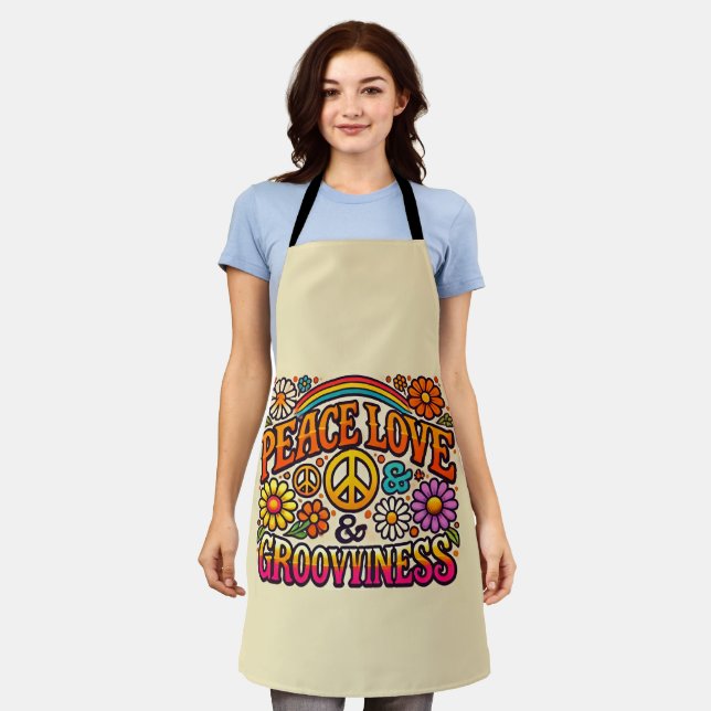 Delantal Paz, Amor y Grooviness Apron (Gastado)