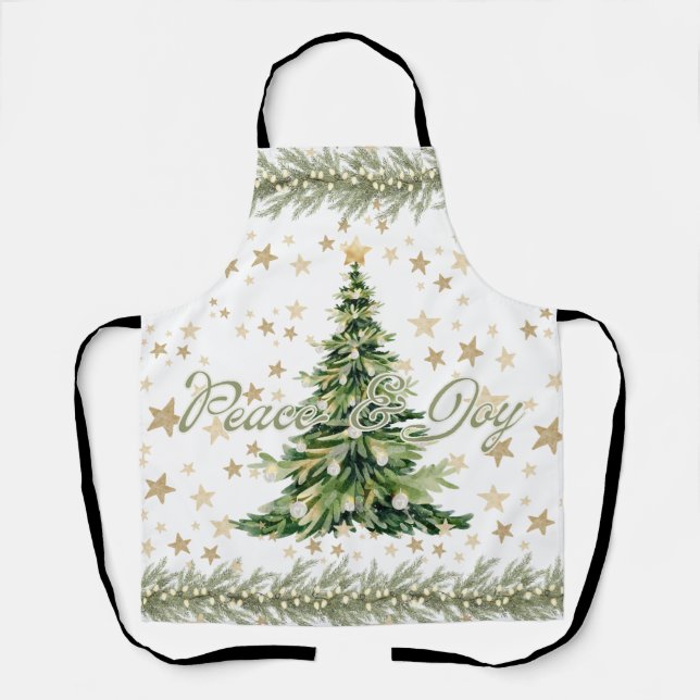 Delantal Paz Y Alegría Árbol Verde De Navidad (Anverso)