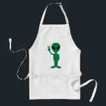 Delantal Peace Little Green Man Alien Silhouette<br><div class="desc">A green and black little green man alien holding up a peace sign silhouette.</div>