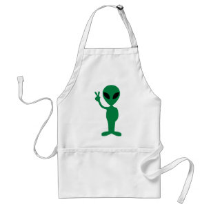 Delantal Peace Little Green Man Alien Silhouette