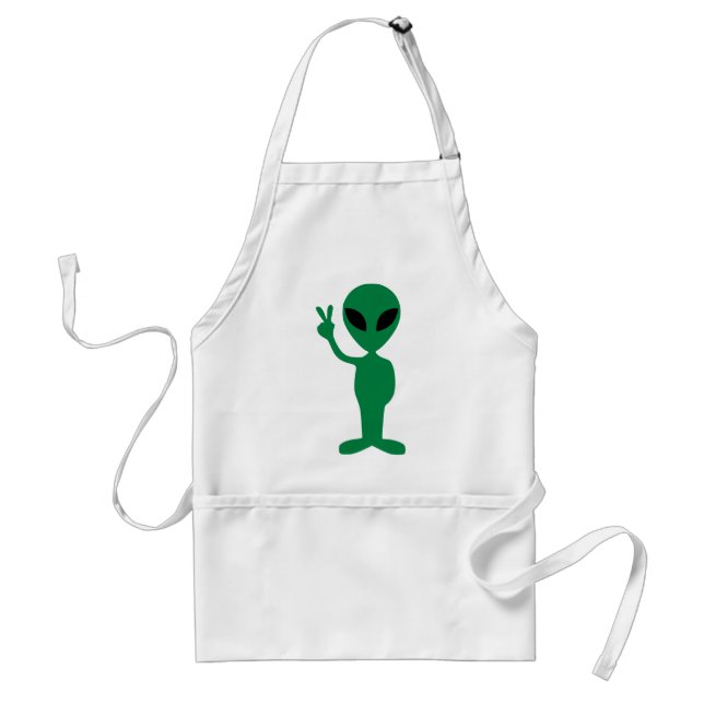 Delantal Peace Little Green Man Alien Silhouette (Frente)