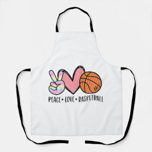 Delantal Peace Love Basketball Heart for Women Adolescentes