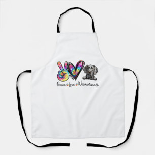Delantal Peace Love Weimaraner Funny Tie Dye Dog Amantes T-
