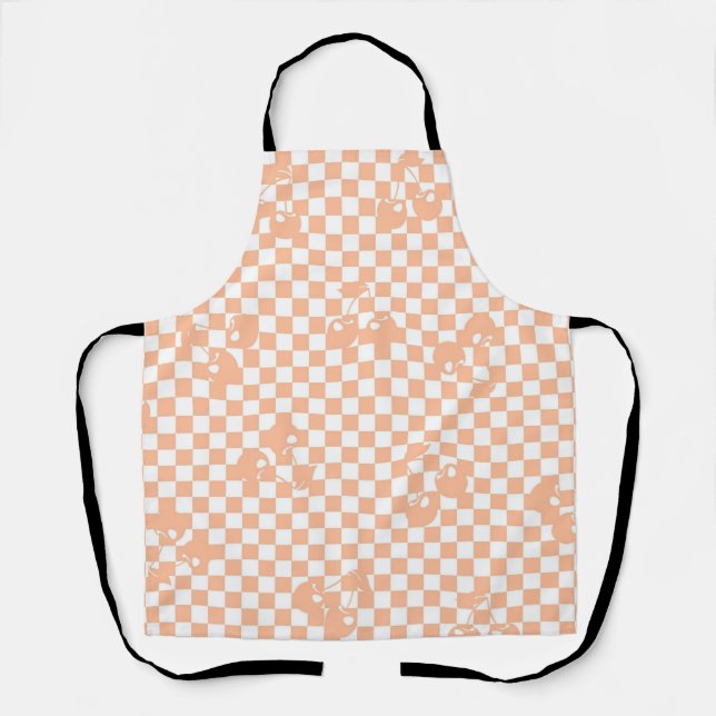 Delantal Peach Fuzz Cherry Gingham Pattern (Anverso)
