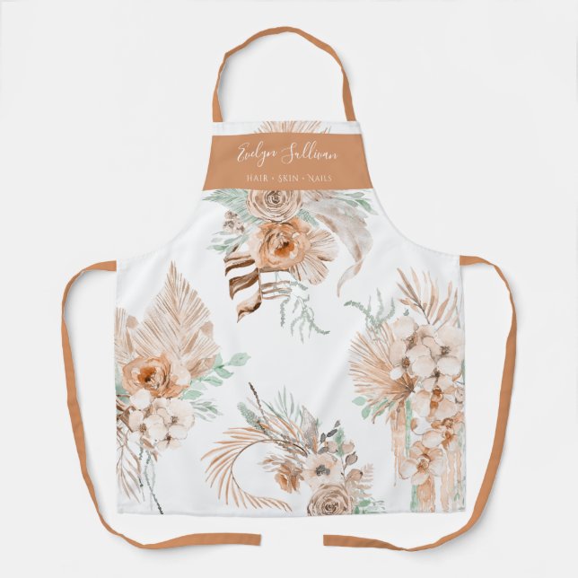 Delantal Peach Mint Beige Tropical Bouquets Apron (Anverso)