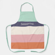 Peach Mint Modern Color Blocks Stripes Personalize