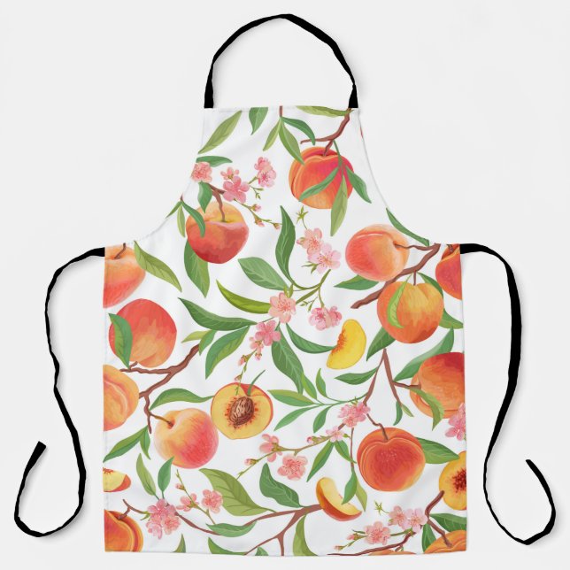 Delantal Peach Tropical Fruit Vintage Pattern. (Anverso)