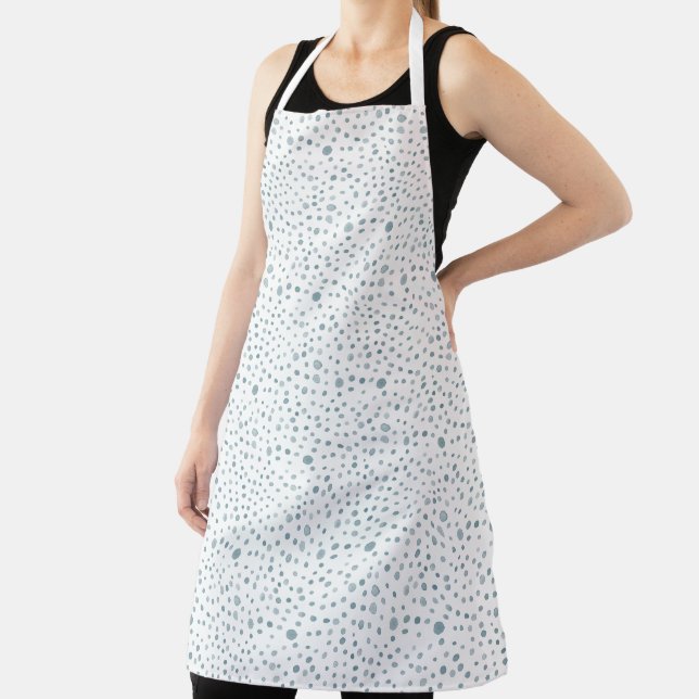 Delantal Peacock Confetti Watercolor Dots Kitchen Apron (in situ)