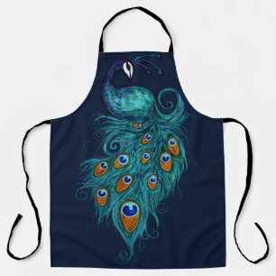 Delantal Peacock Feathers Teal Peacocks                    