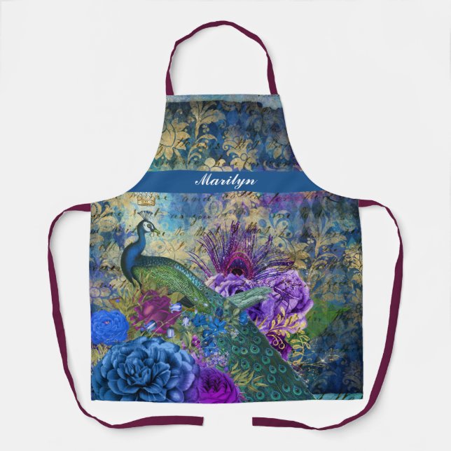 Delantal Peacock Peacocks Aves Bonito Moda de moda Apron (Anverso)