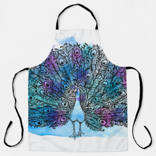 Delantal Peacock plano a mano detallado: imágenes prediseña