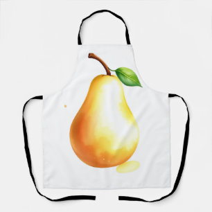 Delantal Pear de color de agua de estilo pintado a mano en