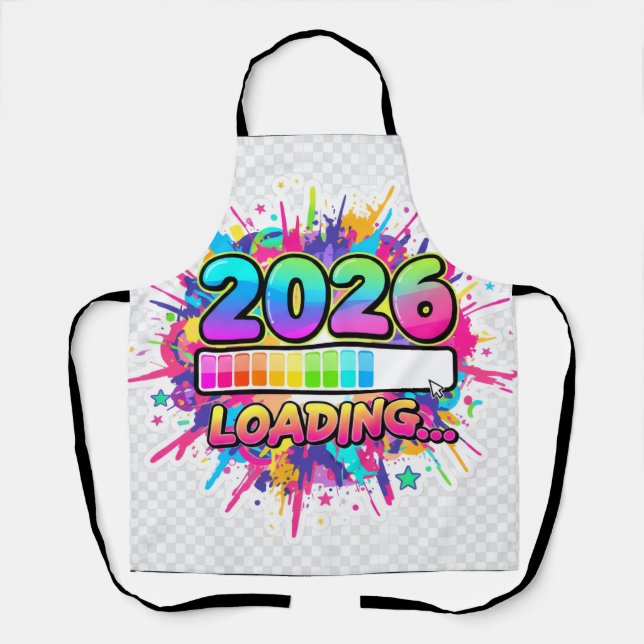 Delantal Pegatina de barra de progreso 2026 cargando... (Anverso)