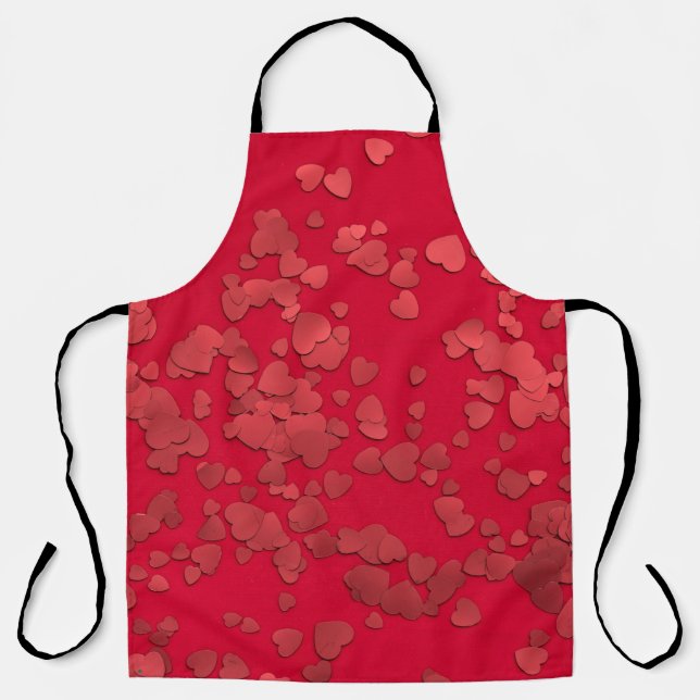 Delantal Pegatina de corazón rojo digital (Anverso)