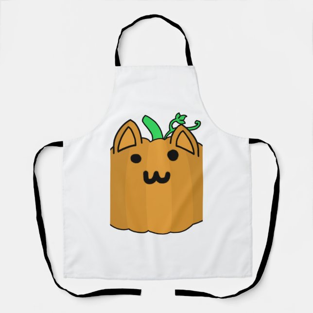 Delantal Pegatina Halloween de calabaza gata (Anverso)