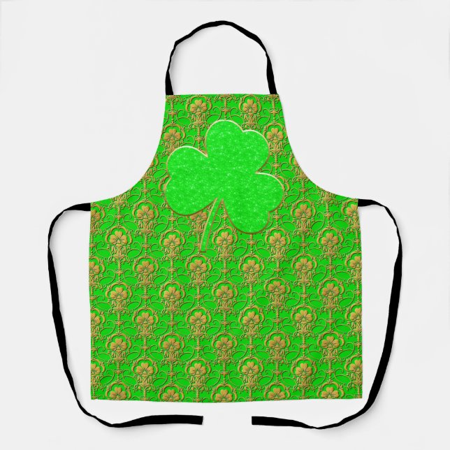 Delantal Peggy Ann All Over Gold Green St Patrick's Apron (Anverso)