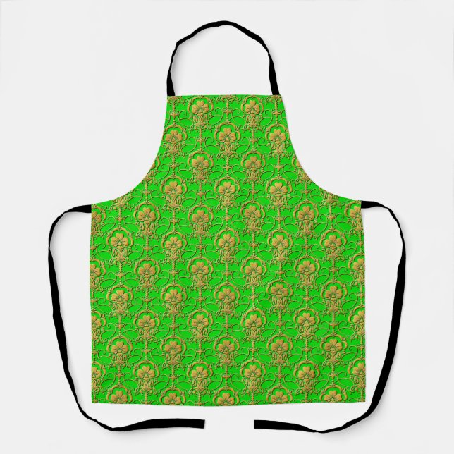 Delantal Peggy Ann All Over Gold Green St Patrick's Apron (Anverso)