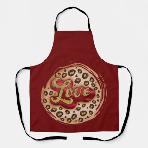 Delantal Peggy Ann Maroon Love Leppard Kitchen Apron
