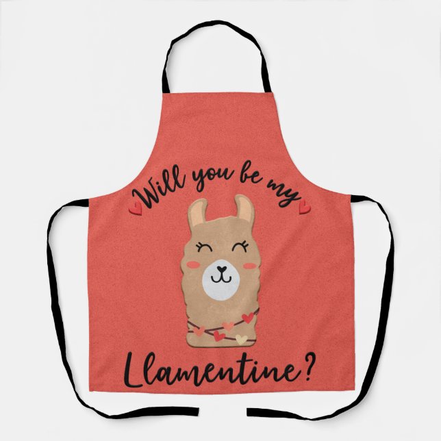 Delantal Peggy Ann Will You Be My Llamentine Kitchen Apron (Anverso)
