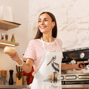 Delantal Pelican de pie en un poste