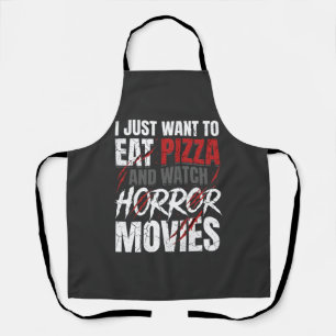 Delantal Películas de terror de pizza Diseño de Halloween_1