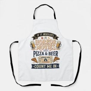 Delantal Peliculas de Terror Pizza Cerveza Divertido Hallow