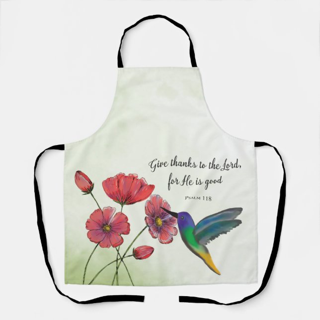 Delantal Pensamiento religioso de usted Flores con colibrí (Anverso)