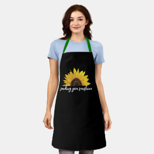 Delantal Pensando en ti, mujeres del chef negro girasol
