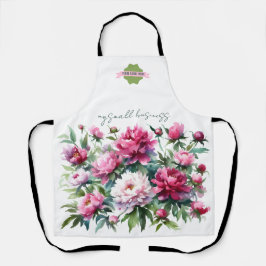Delantal Peonies Apron Watercolor Var01