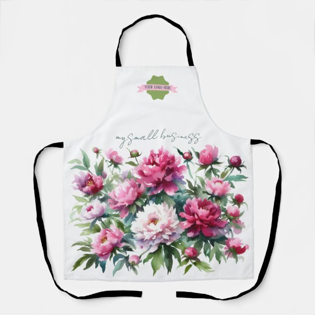 Delantal Peonies Apron Watercolor Var01 (Anverso)