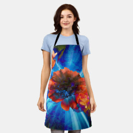 Delantal Peonies con luz azul