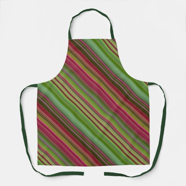 Delantal Peony Blossom Pink and Green Stripe (Anverso)