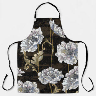 Delantal Peony Elegance: Barroco Swirls de oro