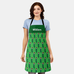 Delantal Pepino en vinagre de Navidad con sombrero de Santa